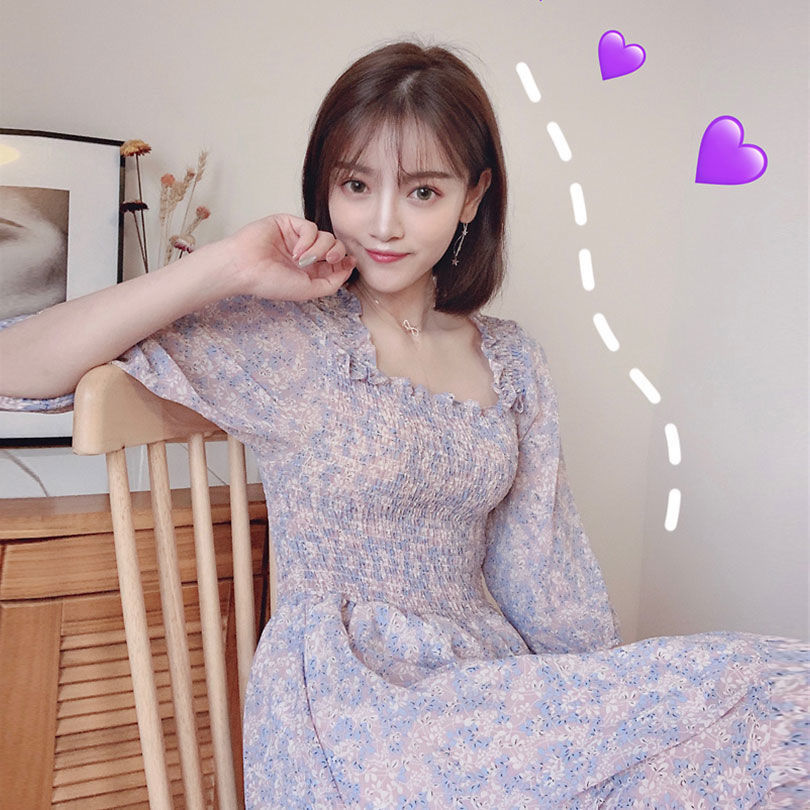 Đầm ôm Dáng Dài In Hoa Thời Trang Xuân Hè 2021