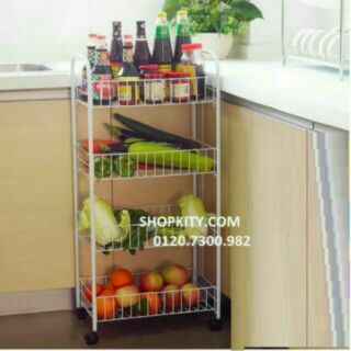 Kệ sắt để đồ 4 tầng có bánh xe