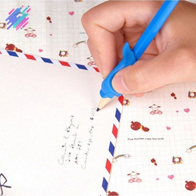 Set 5 đồ bọc bút chì silicon hình cá heo để bé cầm bút đúng cách