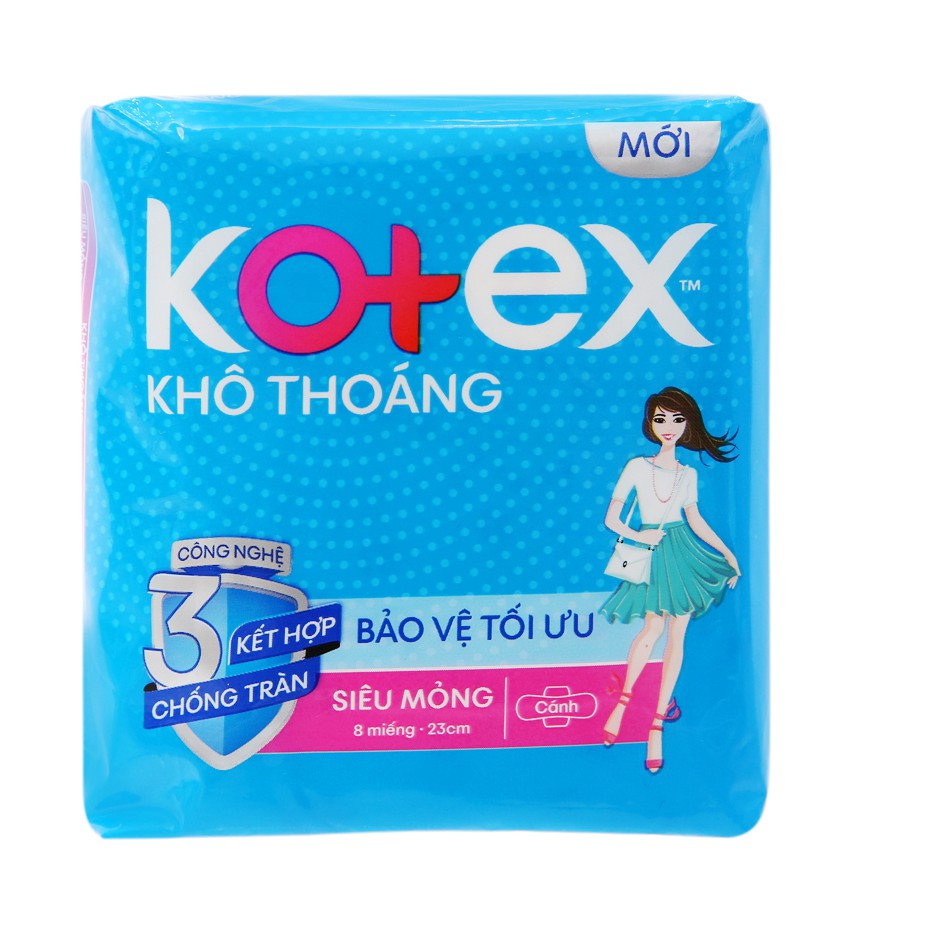 Băng vệ sinh Kotex khô thoáng siêu mỏng 23cm (8 miếng)