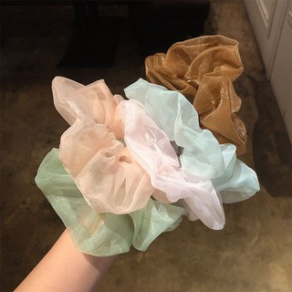 Dây Buộc Tóc Vải Scunchies Voan Kính Loại Đẹp (Ảnh Thật)