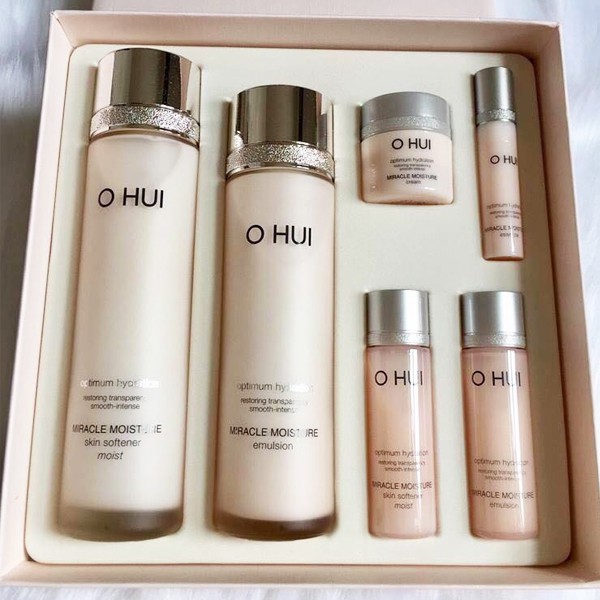 Bộ Dưỡng Ohui Nước Hoa Hồng, Sữa Dưỡng Giúp Da Căng Mịn Ohui Miracle Moisture Special Set 6pcs