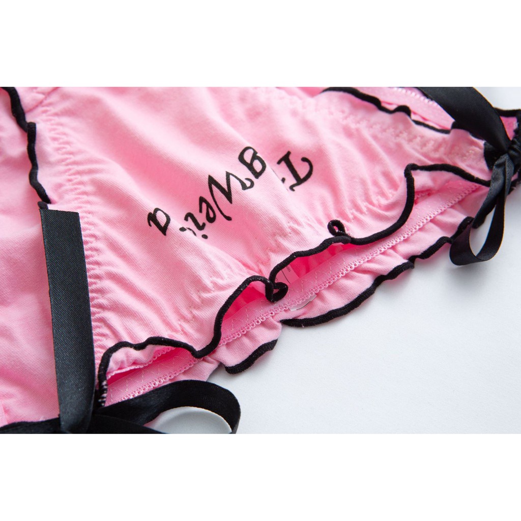 Quần Lót Nữ Cotton sexy cao cấp viền bèo buộc nơ in chữ mỏng mát tôn dáng mẫu 3020