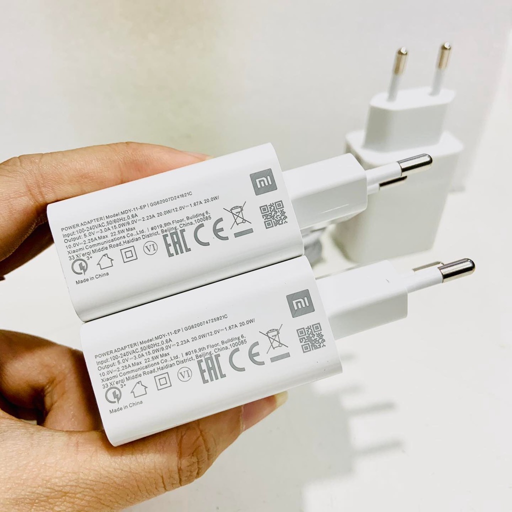 Củ sạc nhanh Xiaomi 22W chính hãng, Cốc sạc Xiaomi chuẩn USB