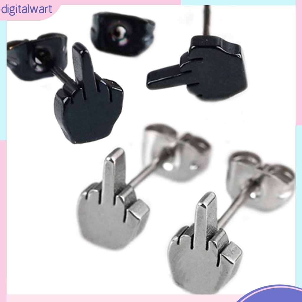 Dg DG✌❤ Khuyên Tai Thép Không Gỉ Không Gây Dị Ứng Họa Tiết Ngón Tay Cho Cuộc Sống Hàng Ngày