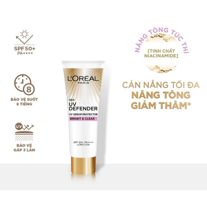 Kem chống nắng mịn nhẹ bảo vệ da chống lão hóa L’Oreal Paris UV Defender 15ml​