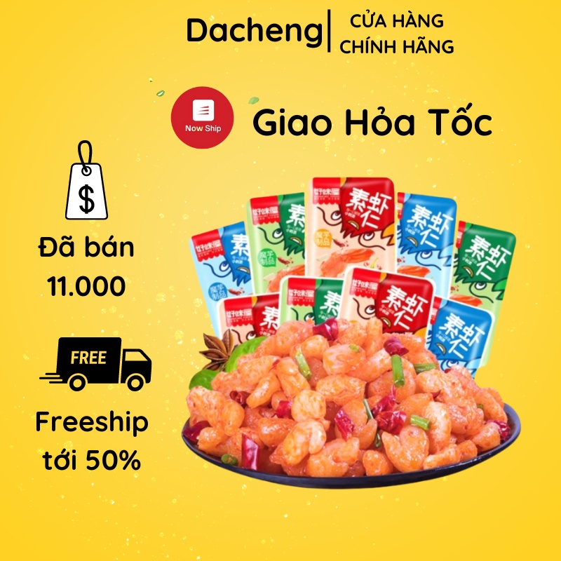 Nõn tôm cay Long Tỉnh 1 gói 20g loại chay konjac đồ ăn vặt Sài Gòn vừa ngon vừa rẻ | Dacheng Food