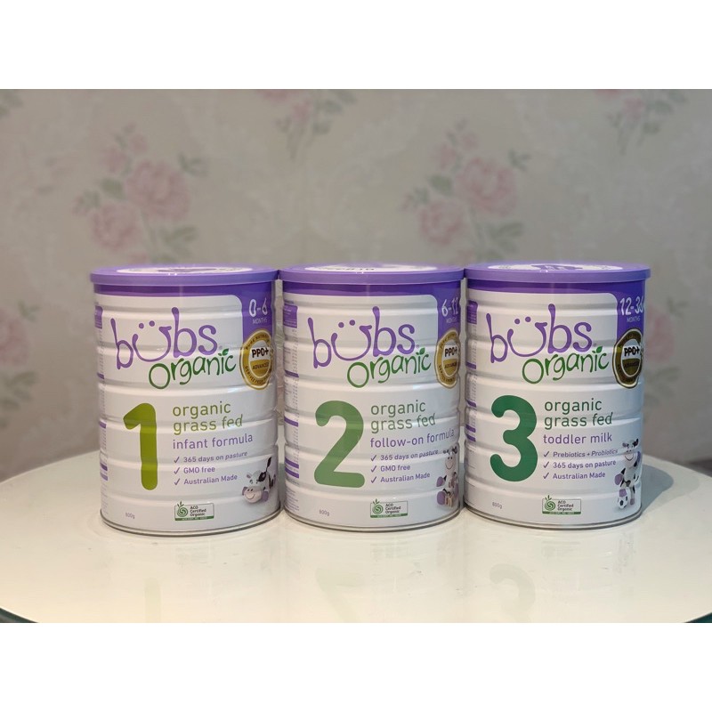 Sữa Bubs Organic úc cho bé đủ số 1-2-3 date xa