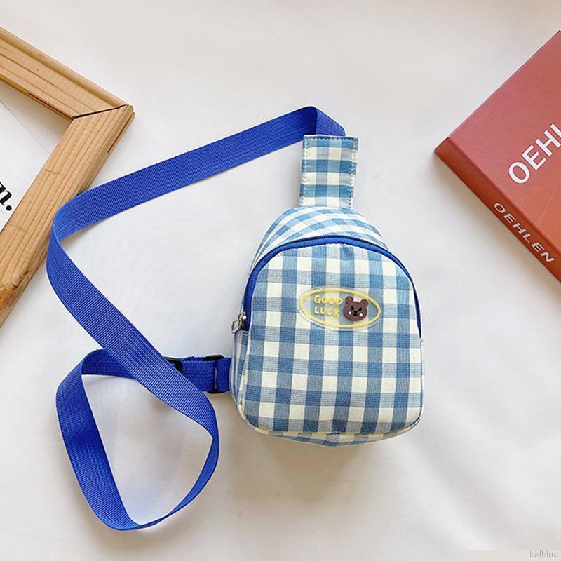 Túi đeo chéo họa tiết caro thời trang nhiều màu tùy chọn cho bé trai và bé gái