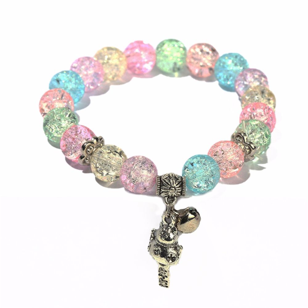 Vòng tay co giãn chuỗi hạt nhiều màu tuỳ chọn gắn mặt mèo may mắn bằng hợp kim dễ thương cho nữ