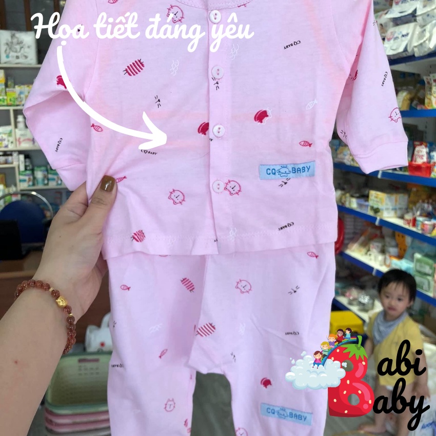 Áo sơ sinh dài tay bé trai bé gái BABI BABY mùa hè thu đông mềm mại giá rẻ đồ sơ sinh cho bé mẫu CQ 5 màu từ 0-9 tháng