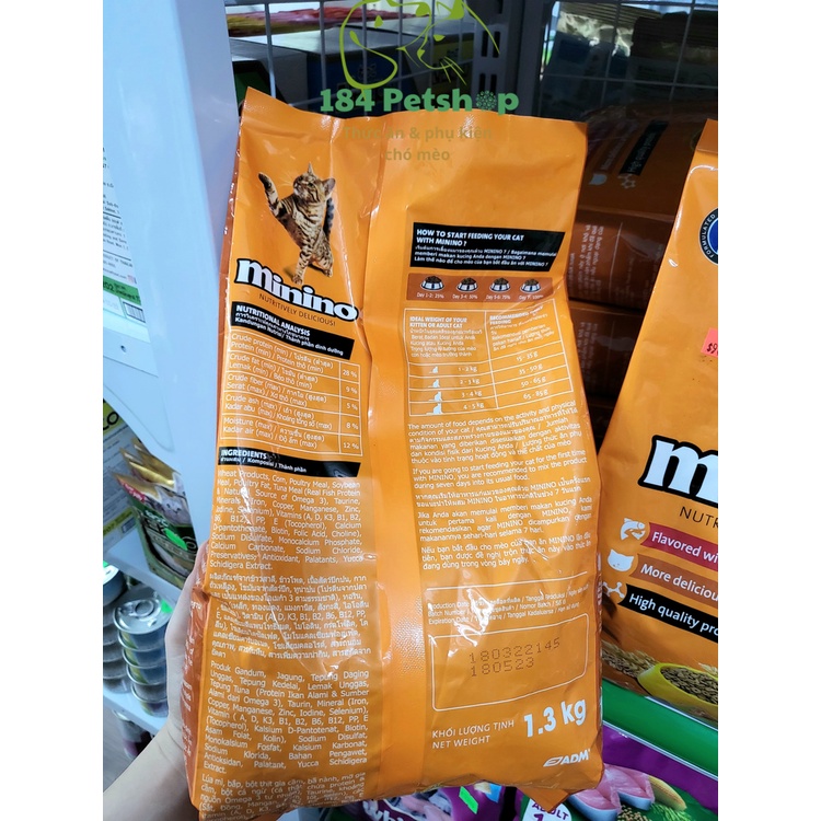 Thức ăn cho Mèo hạt Minino Tuna vị Cá Ngừ gói 1.3kg
