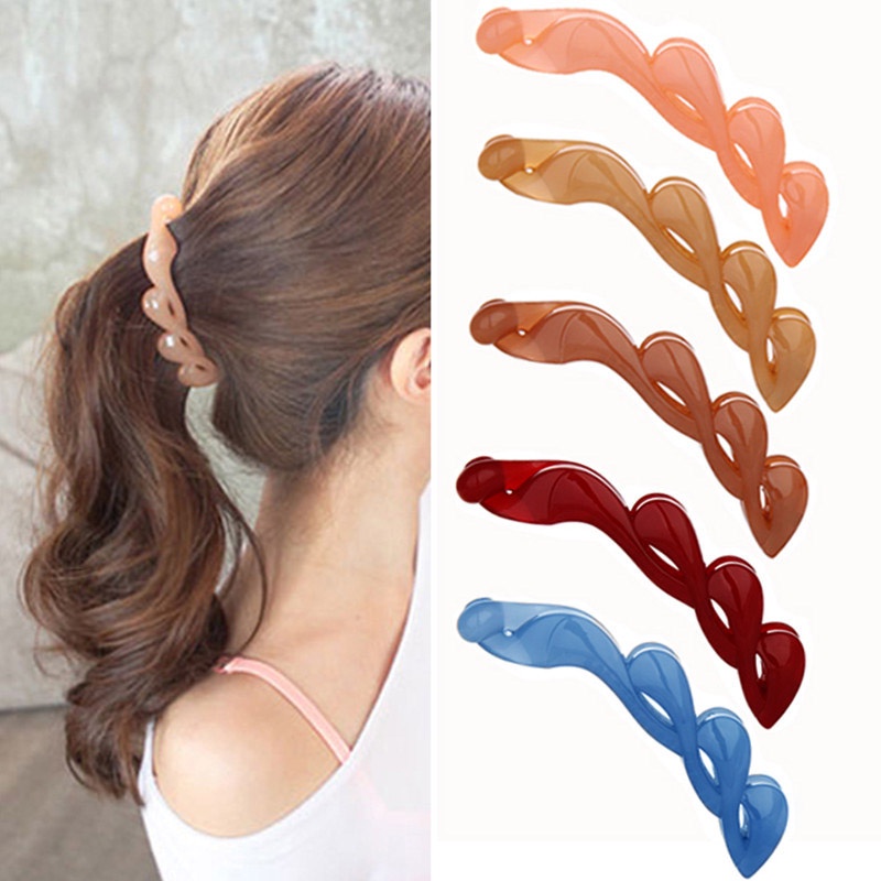 Haimeikang Kẹp tóc cỡ lớn bằng acrylic phong cách Hàn Quốc xinh xắn thời trang