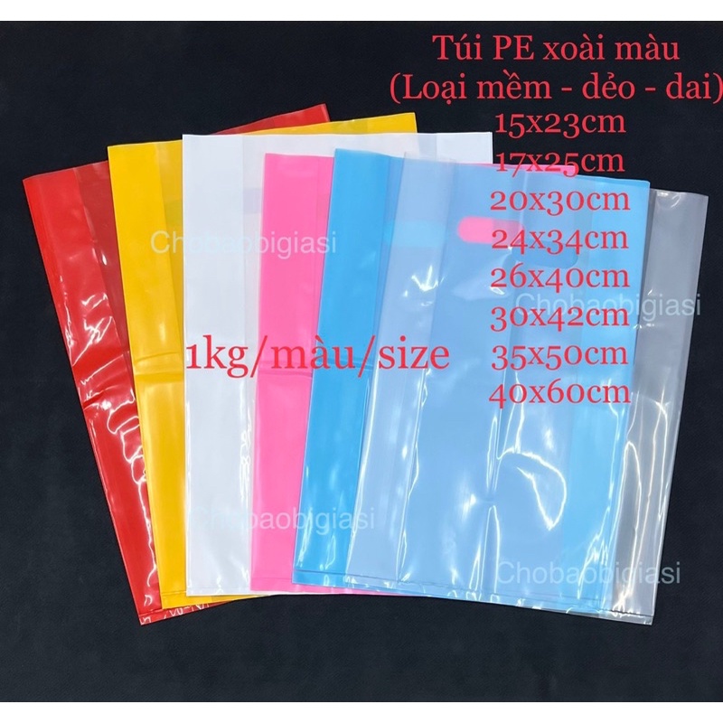 {1kg/size} Túi PE Pe xoài màu bóng, dẻo, dai (hàng đẹp - sp y hình)