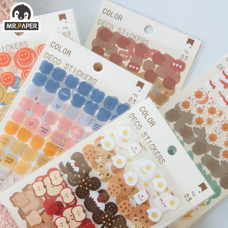 Set 3 Tấm Hình Dán Với 6 Kiểu Dáng Tùy Chọn Xinh Xắn Dễ Thương