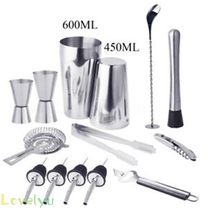 14Pcs/Set Drink Wine Liquor Shaker Mixer Maker Anti-rust Bartender Bar Tool Kit High quality stainless refined, durable, easy to clean and care