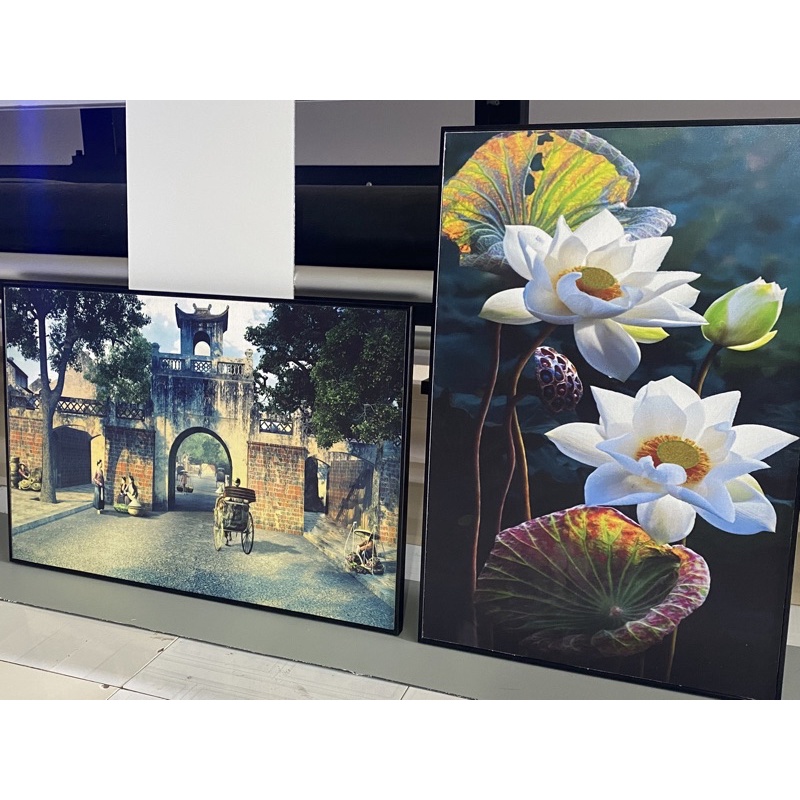 Tranh treo tường "hoa sen trắng" thanh nhã  hoặc theo yêu cầu. Đóng khung hoàn thiện. Hình ảnh sắc nét