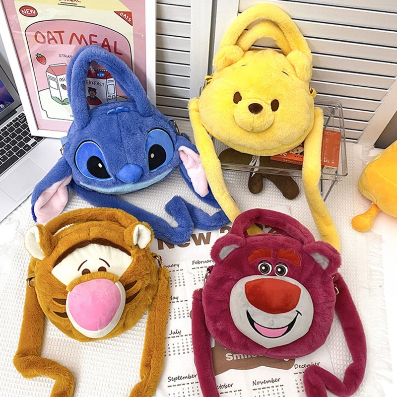 Túi Đeo Chéo Lông Xù Hình Thú Hoạt Hình Dễ Thương Có Dây Đeo Tháo Rời Được Dành Cho Bạn Nữ