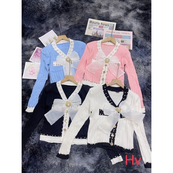 Áo len nơ đá cài phiên bản dài tay siêu hot | BigBuy360 - bigbuy360.vn