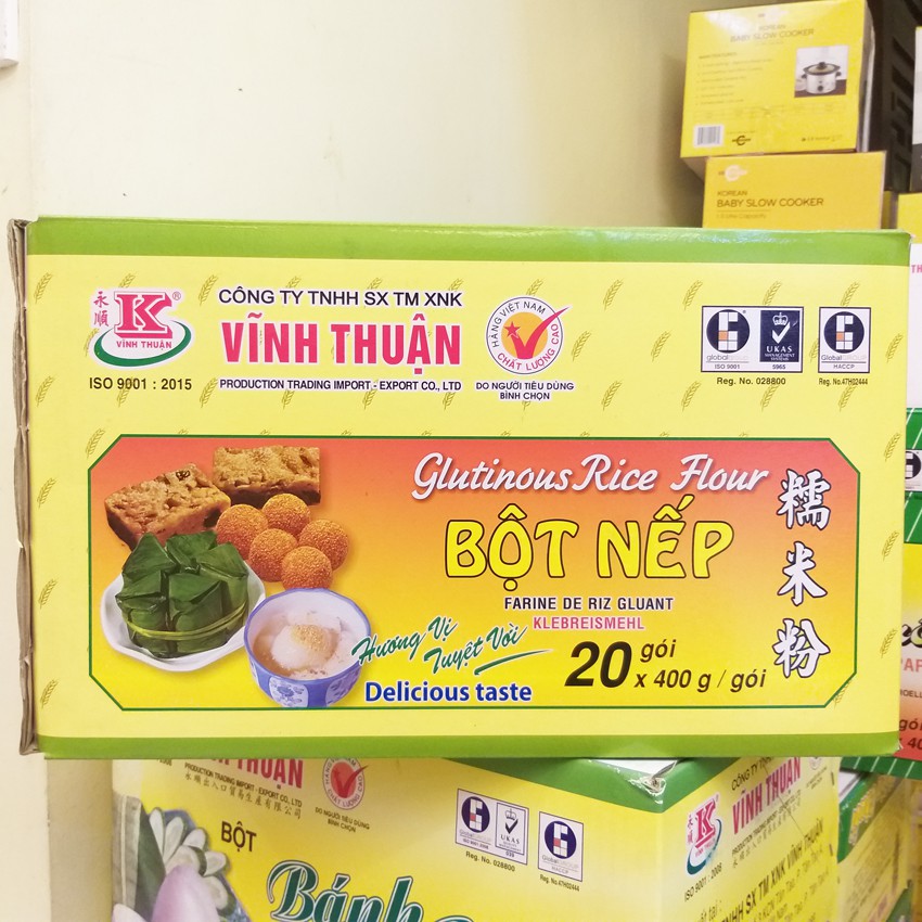 Bán Sỉ 1 Thùng Bột Vĩnh Thuận: Bột Gạo, Bột Nếp, Bột Năng, Bột Bắp Thùng 20 Gói - 400g/gói