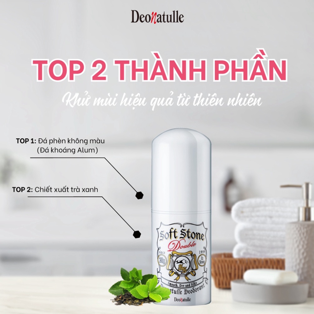 Lăn Khử Mùi Deonatulle Đá Khoáng Làm Sáng Da 20g Soft Stone W Double Deodorant #Color Control