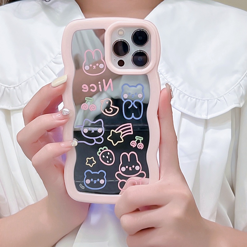 Ốp lưng iphone Ốp Điện Thoại Mặt Gương Họa Tiết Hoạt Hình Cho Iphone 13Promax 12 6 7 8 PLUS Dinuo case