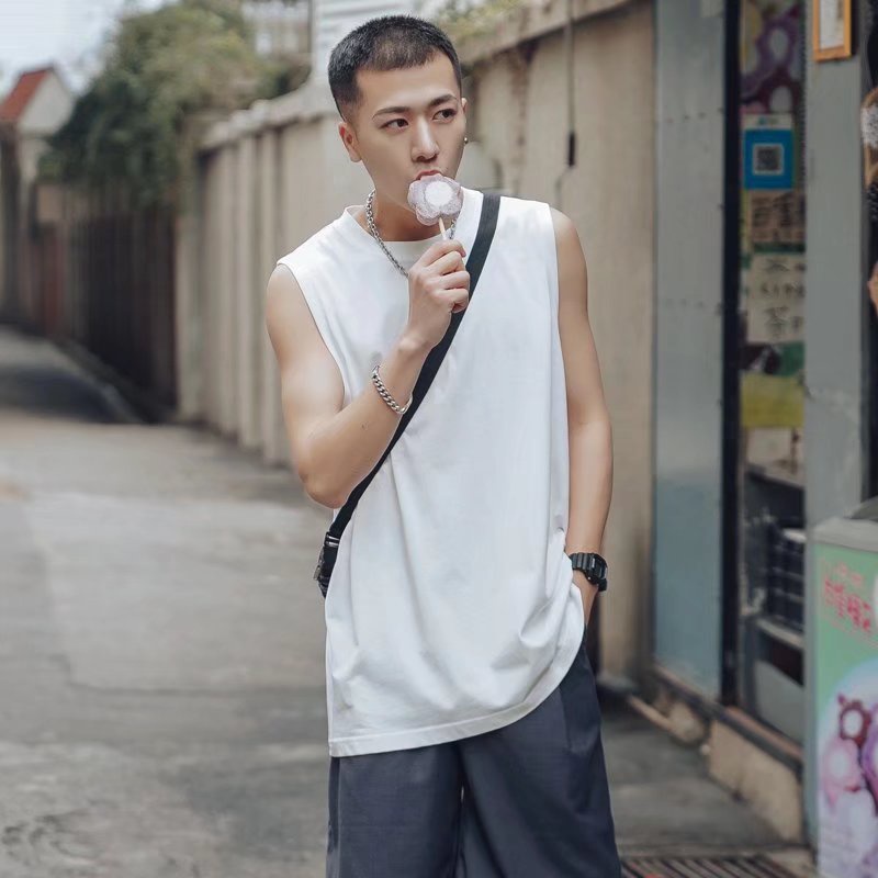 Áo Thun Thể Thao Không Tay Dáng Rộng Màu Sắc Đơn Giản Dành Cho Nam