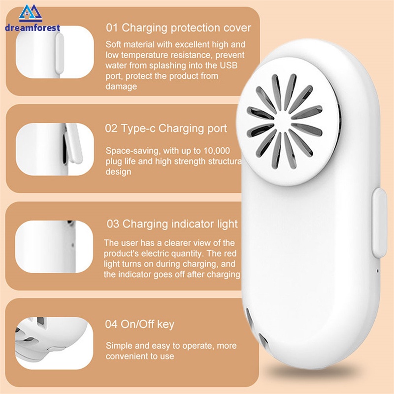 Quạt Thông Gió Mini Di Động Kèm Khẩu Trang DF Có Thể Sạc Lại Bằng Cổng USB Tiện Dụng
