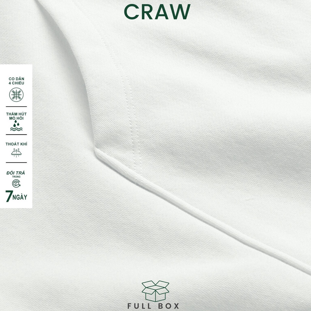 Áo Hoodie CRAW vải nỉ thu đông co dãn dày dặn mềm mịn form rộng phong cách Unisex - 0201