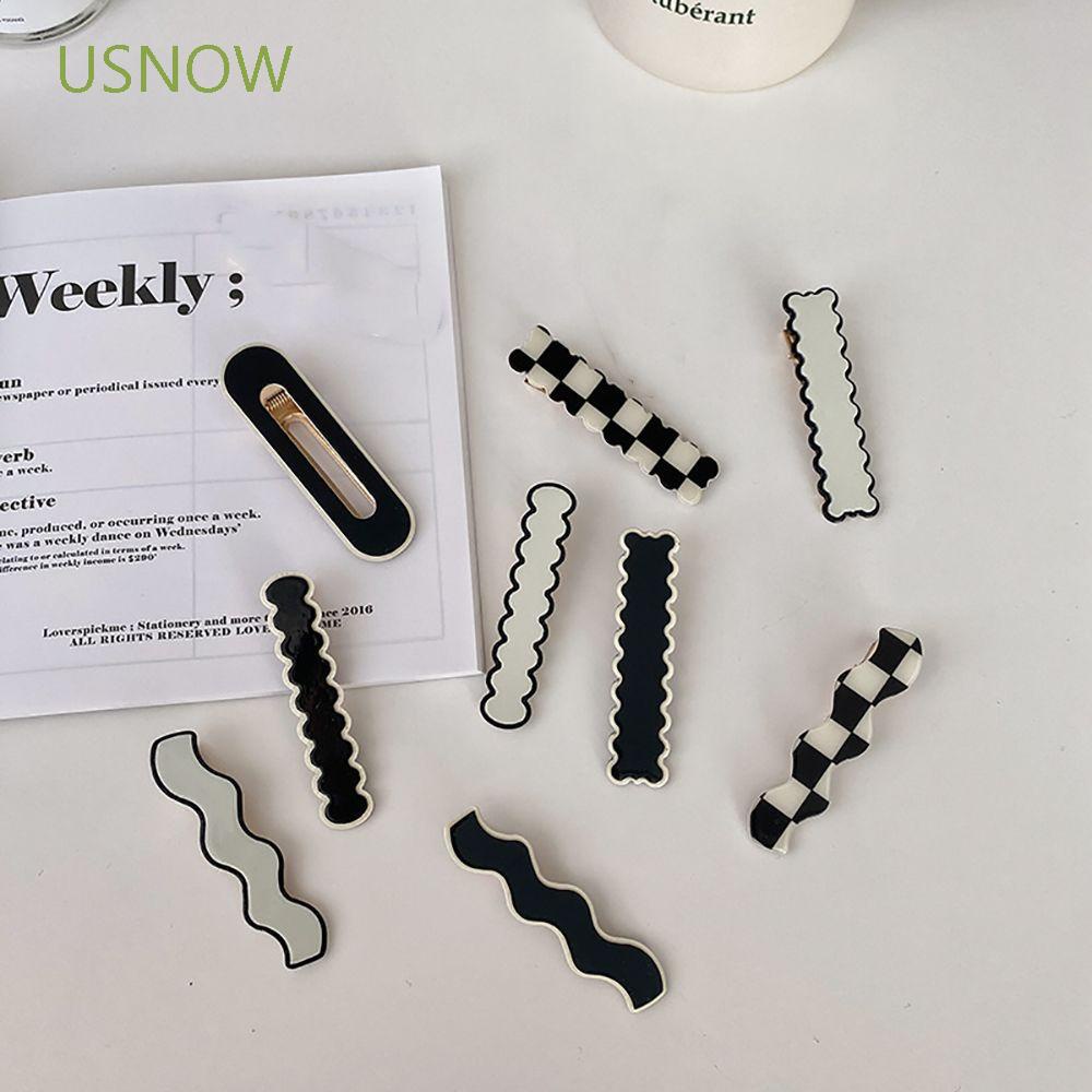 Kẹp Tóc Acrylic Hình Vuông Họa Tiết Kẻ Sọc Phong Cách Hàn Quốc Thanh Lịch Cho Nữ