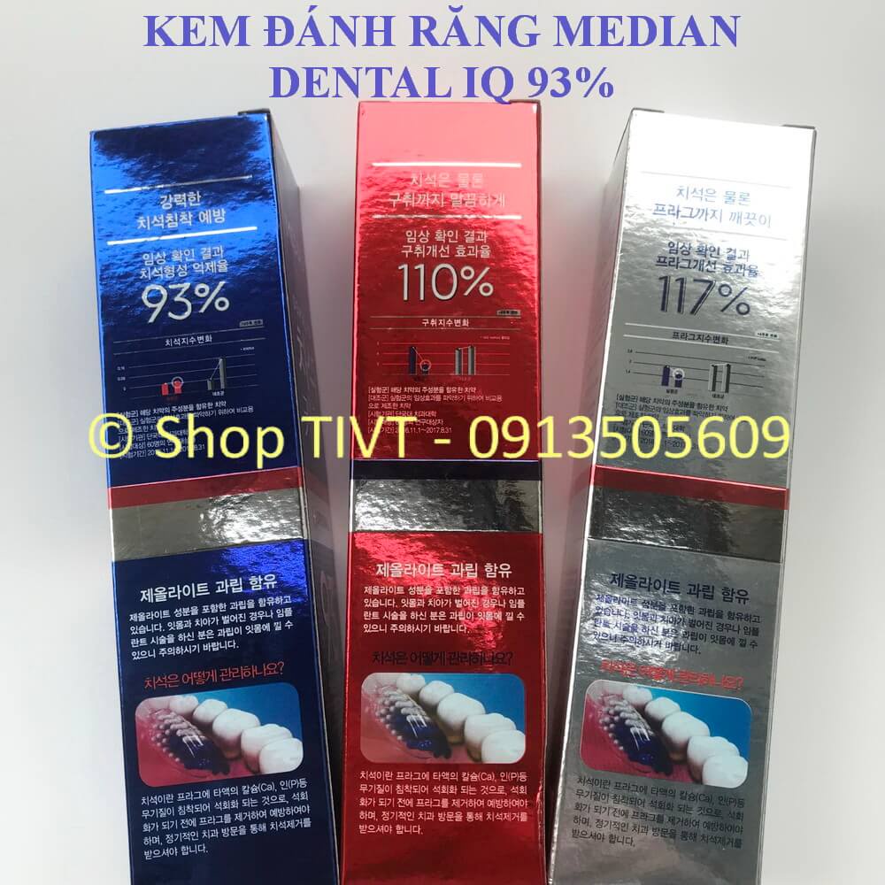 Kem trắng răng Median IQ 93 Hàn Quốc, tuýp 120g, chống sâu răng, hôi miệng, ngừa mảng bám, toothpaste Median IQ 93%-TIVT