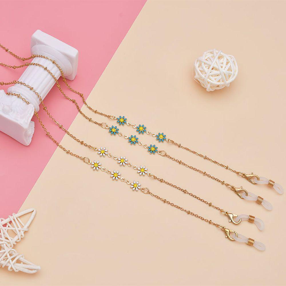 QQMALL Dây Đeo Mắt Kính Chống Thất Lạc Bằng Hợp Kim Họa Tiết Hoa Cúc Dễ Thương Tiện Dụng