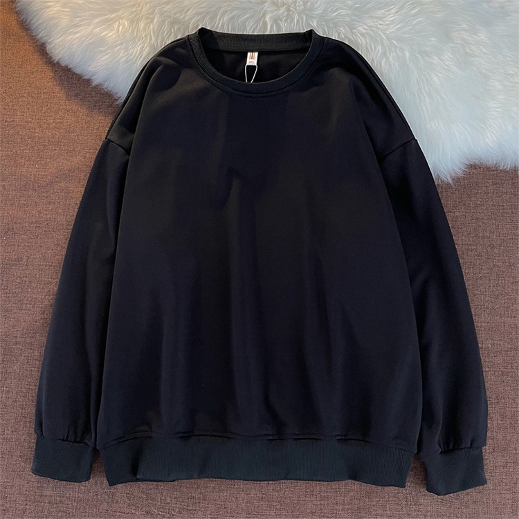 SUXI Áo sweater tay dài cổ tròn màu sắc đơn giản dành cho nữ