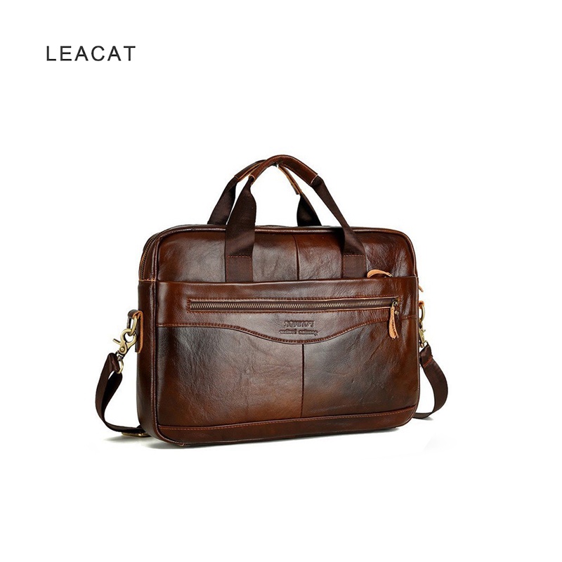 Túi xách công sở LEACAT bằng da bò cao cấp phong cách doanh nhân cho nam