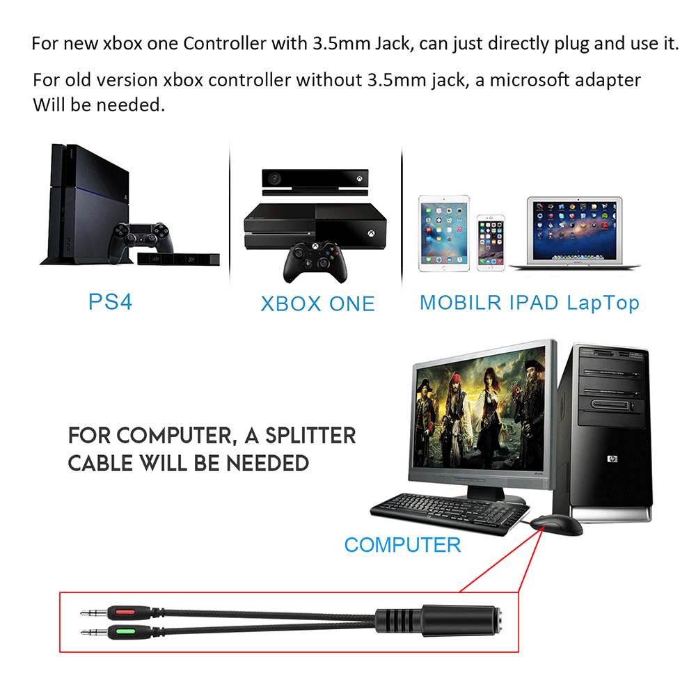 Tai Nghe Chơi Game ONIKUMA K5 PC Cho PS4 XBOX 3,5 Mm USB USB Gaming Gaming Có Mic đa Hướng