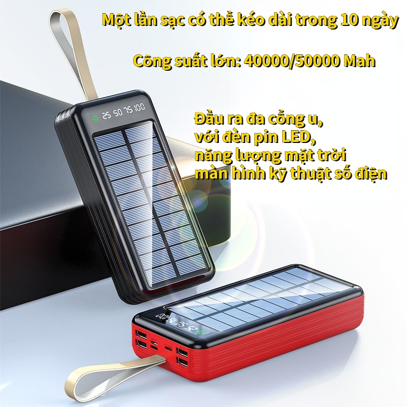 Bộ sạc năng lượng mặt trời 40000/50000 mAh, nguồn điện di động công suất lớn, ngân hàng điện mặt trời, nguồn điện di động, âm lượng lớn