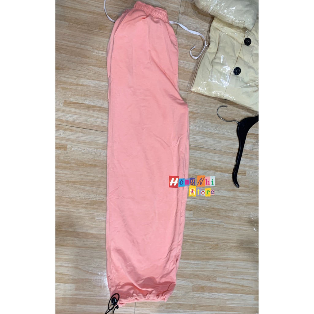 Quần Jogger Basic Ulzzang Unisex Jogger Trơn Dây Rút Lai Ống Rộng Màu Hồng Nhạt - MM