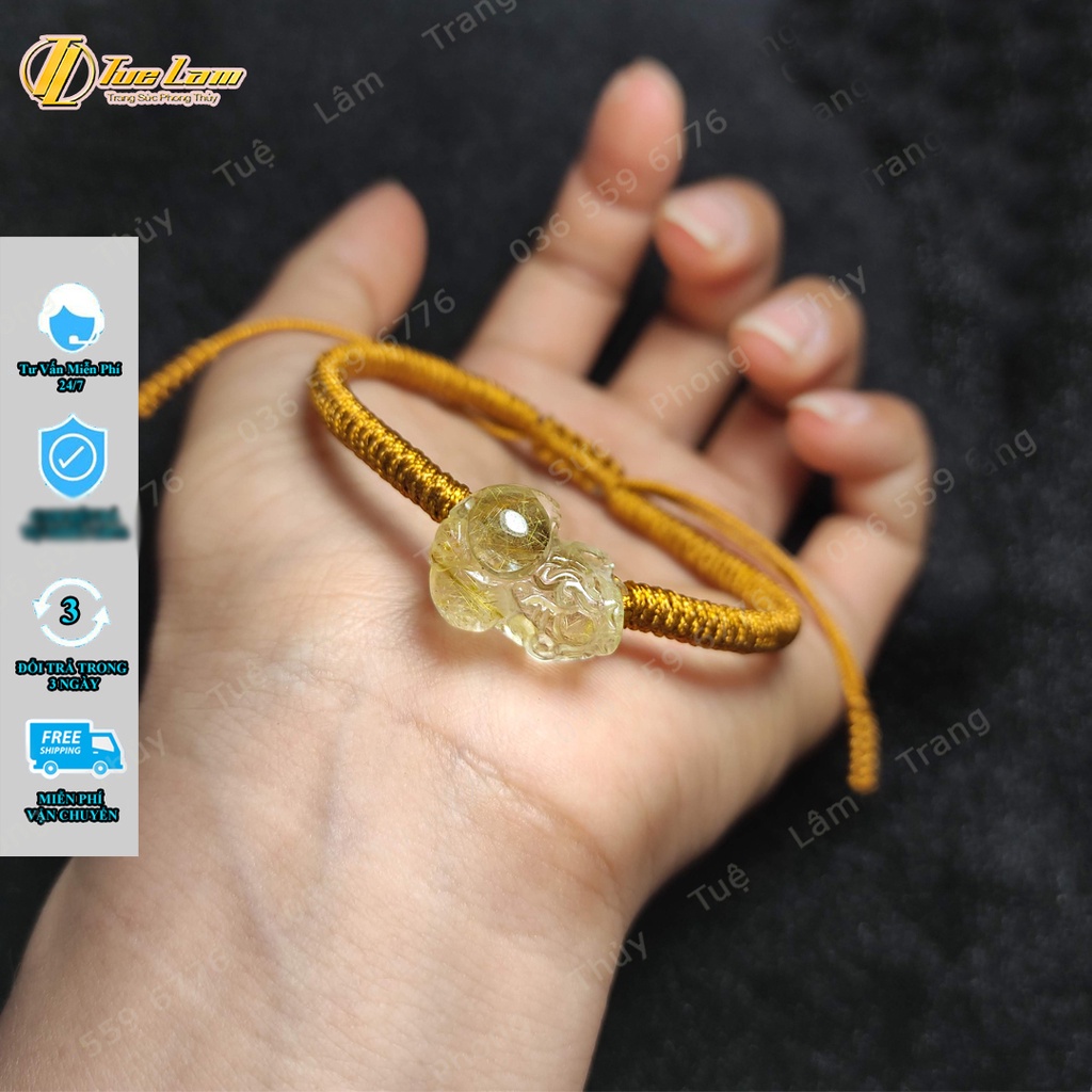 Vòng tay chỉ may mắn bện tỳ hưu tài lộc màu tóc vàng hợp mệnh kim thổ - Tuệ Lâm