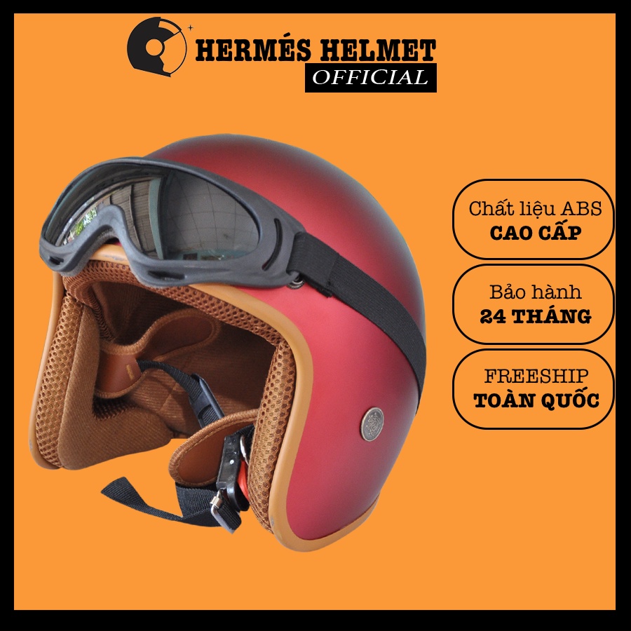 Nón bảo hiểm 3/4 lót nâu nam nữ ✅ TẶNG KÍNH✅ Mũ bảo hiểm 3 4 form đẹp chất nhựa ABS siêu cấp