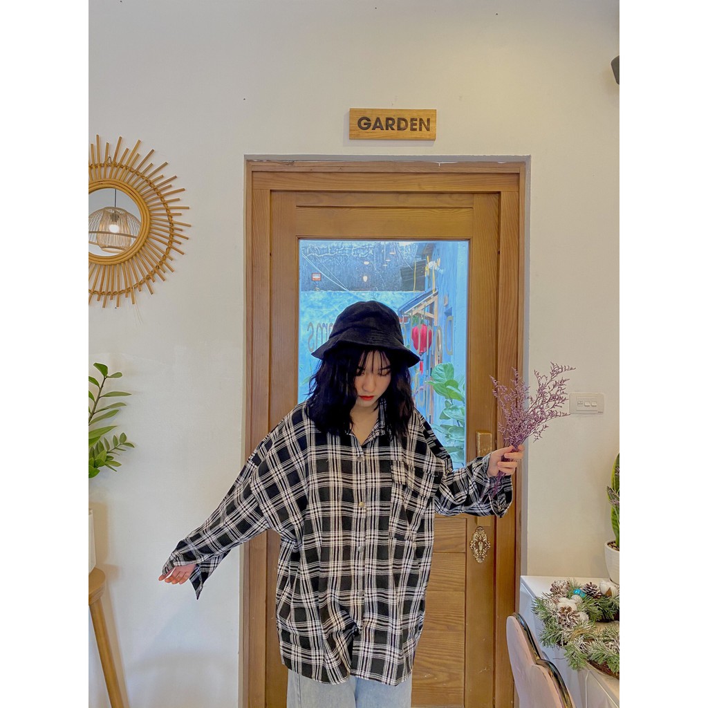 ÁO SƠ MI KẺ NỮ FORM RỘNG SIÊU KUTE