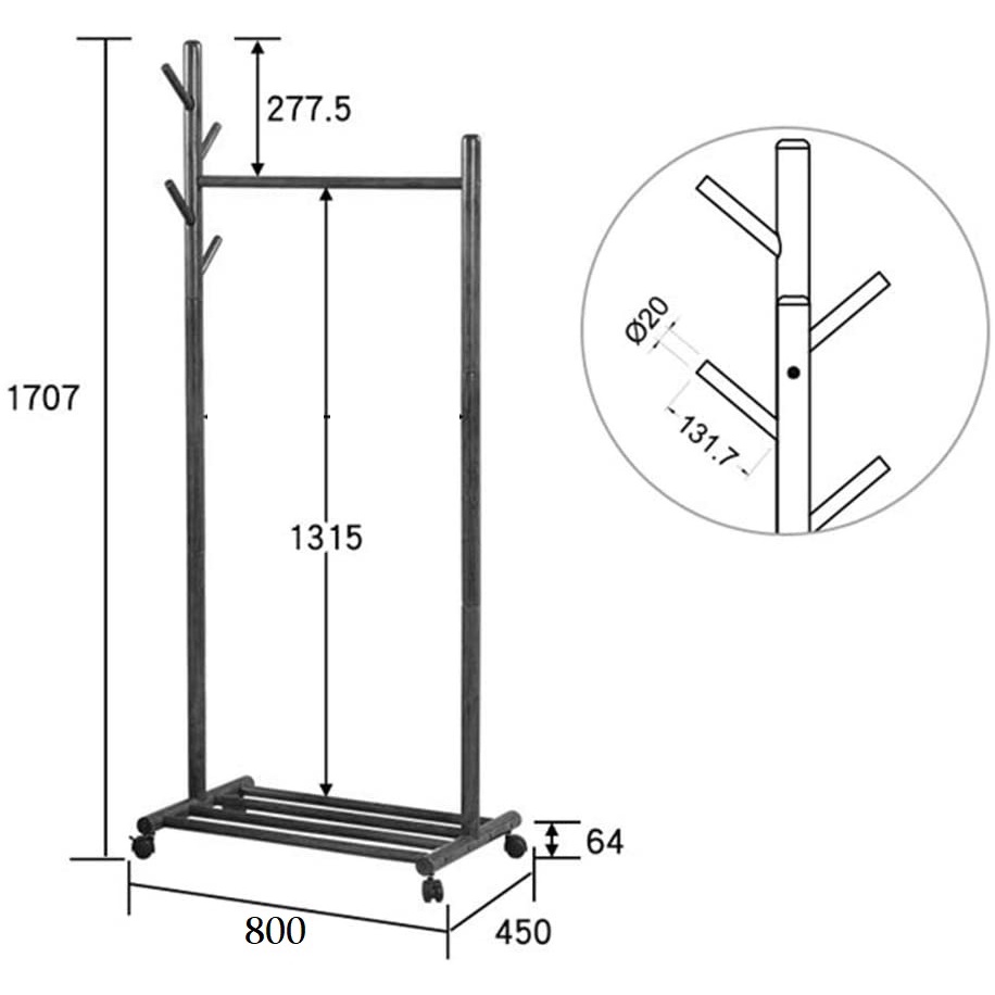 Giá Treo Quần Áo 100% Gỗ Tự Nhiên Vivudecor, Kệ Treo Quần Áo 2 Tầng 4 Nhánh Lắp Ráp Dễ Dàng Xuất Khẩu Hàn Quốc.