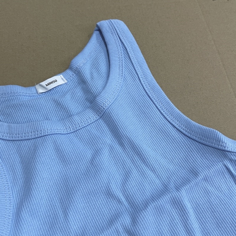 Áo tank top baby blue chất thun gân co giãn