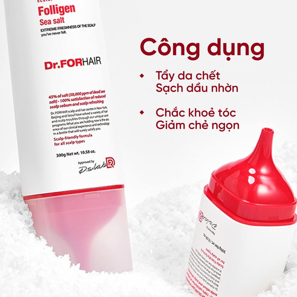 Tẩy da chết da đầu Dr.FORHAIR Folligen Sea Salt Scaler làm sạch da đầu - 30shine phân phối chính hãng