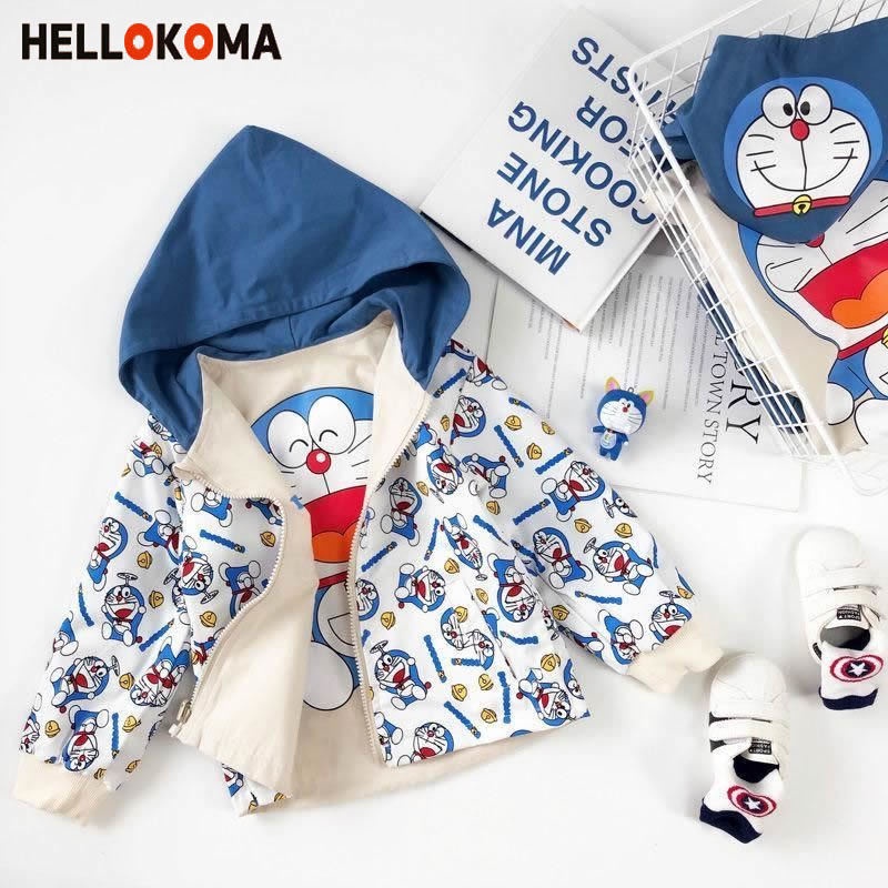 Áo Khoác Hoodie Hai Mặt In Hoạt Hình Robot Mèo Thời Trang Dành Cho Trẻ 2022