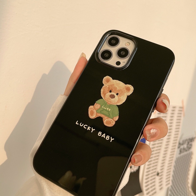 (SIÊU RẺ) Ốp iphone gấu đen Lucky baby 6/6plus/6s/6splus/7/7plus/8/8plus/x/xr/xs/11/12/13/pro/max/plus/promax