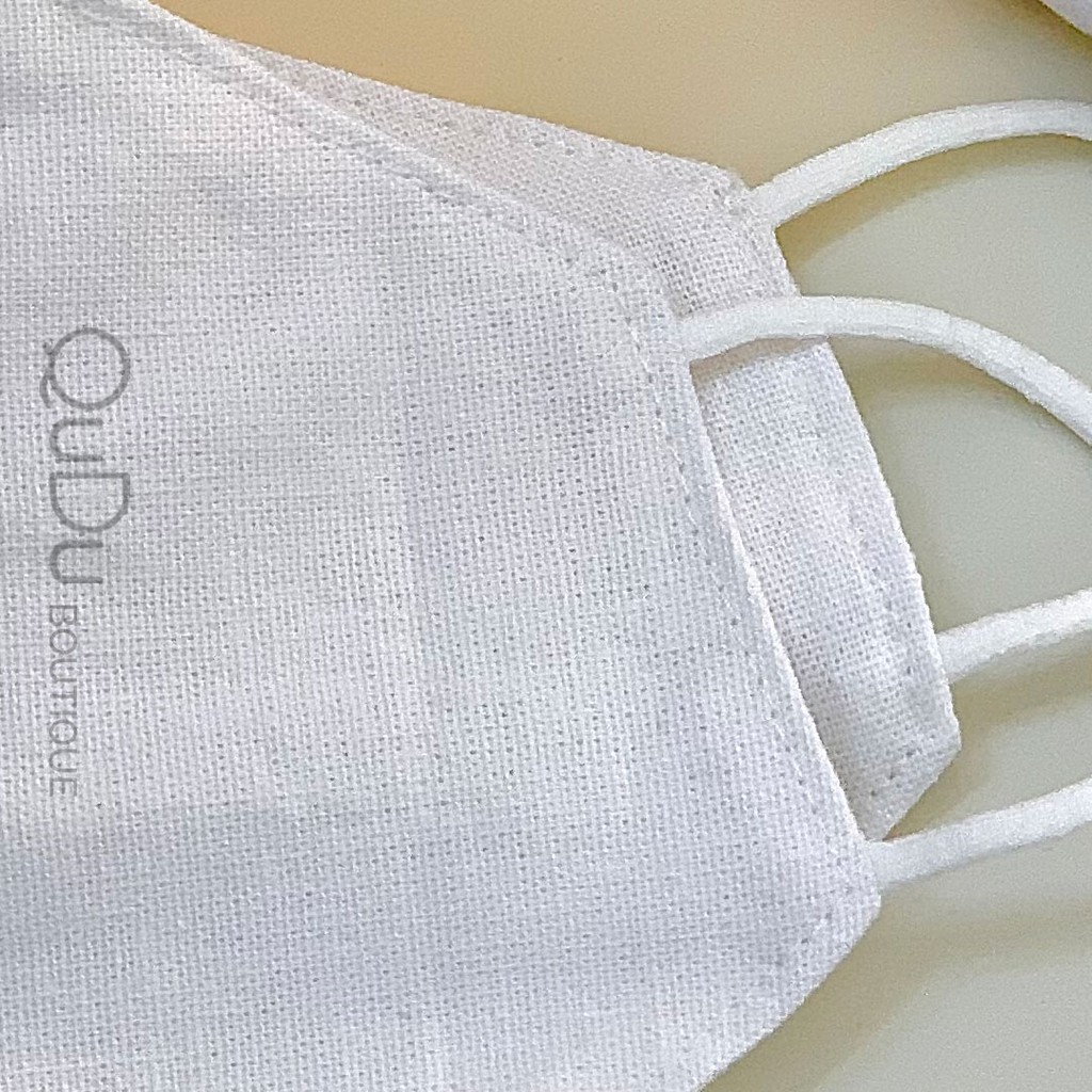 [MADE BY QUDU] Khẩu Trang Vải Chống Giọt Bắn, Tia UV Màu Trắng Thời Trang Vải Linen, Nam Nữ Đều Có Thể Sử Dụng