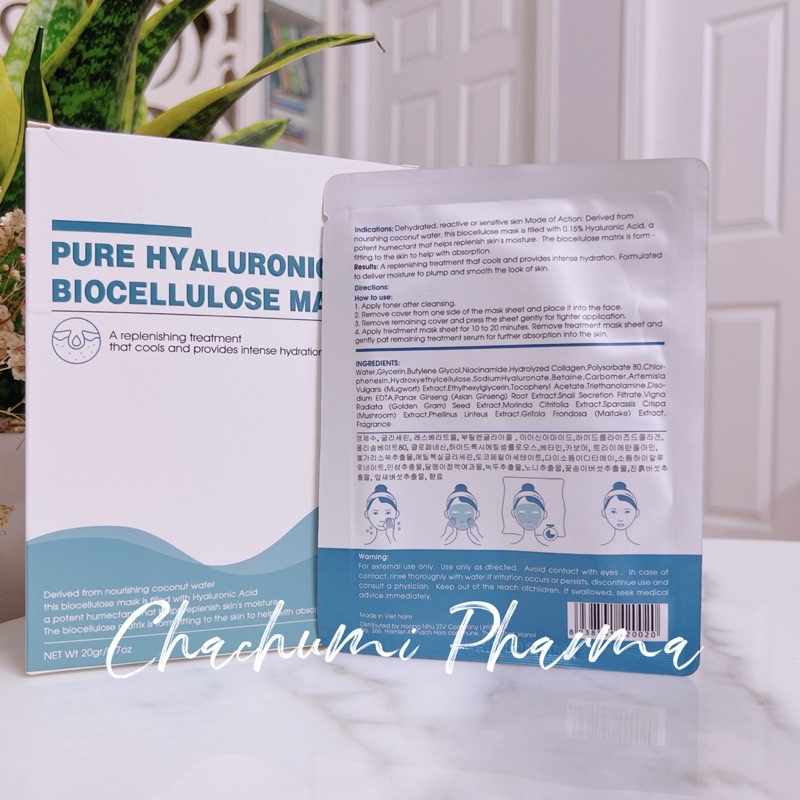 Mặt nạ giấy phục hồi da cấp ẩm Biocellulose Mask Pure Hyaluronic Acid 20gr