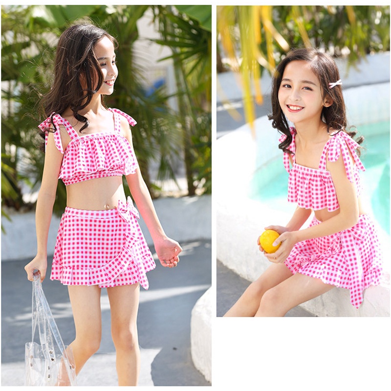 Đồ bơi gồm áo váy mũ màu hồng công chúa dễ thương dành cho trẻ em