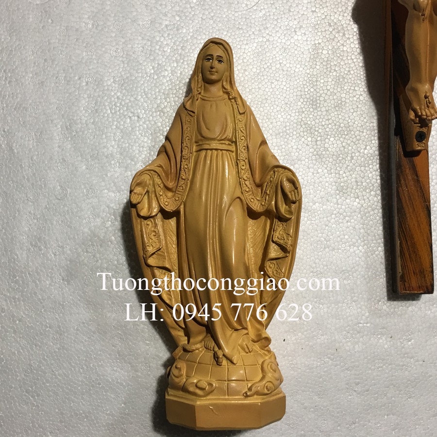 Bộ tượng Bàn Thờ Thiên Chúa 30cm giả gỗ Thánh Giá 45cm