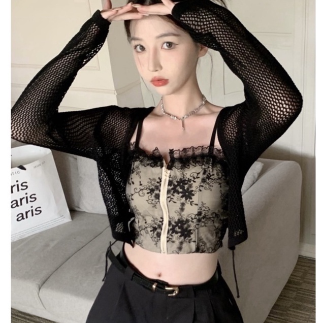 QKOOLE Áo cardigan  dạng đan màu trơn tay dài thời trang phong cách Hàn Quốc